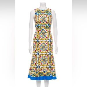 Dolce & Gabbana Midi Majolica Print Dress Size 36